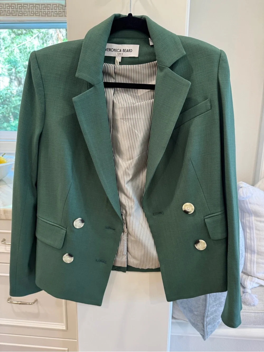 Veronica Beard Kona Dickey Jacket - Green Double-Breasted Blazer - Picture 4 of 5